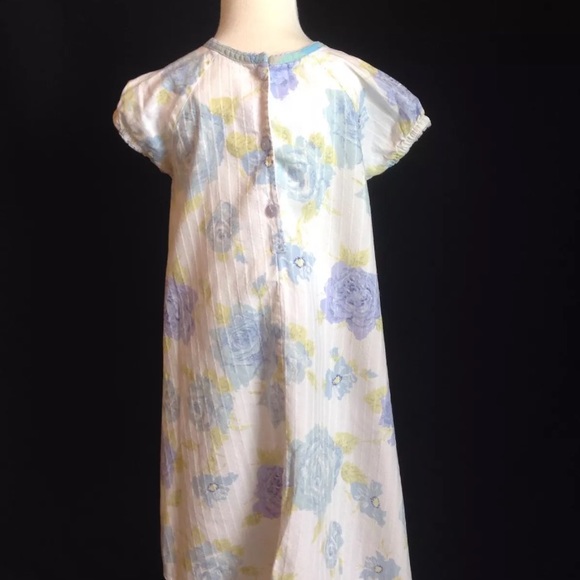 Baby Lulu Begonias blue flower shift dress girls 6 - Picture 2 of 3